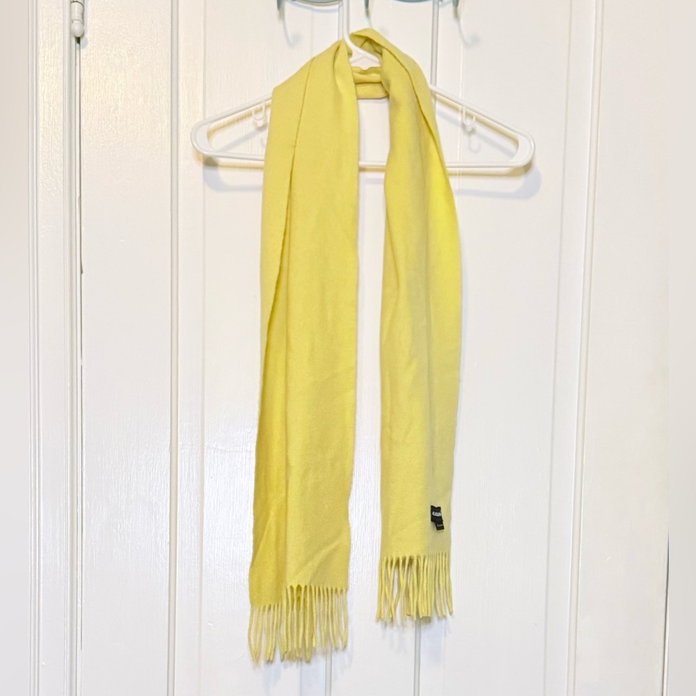 Alashan 100% Cashmere Fringed Yellow Scarf 64"